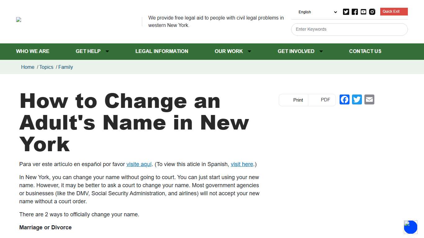 How to Change an Adult's Name in New York Legal Assistance of Western New York, Inc. ®