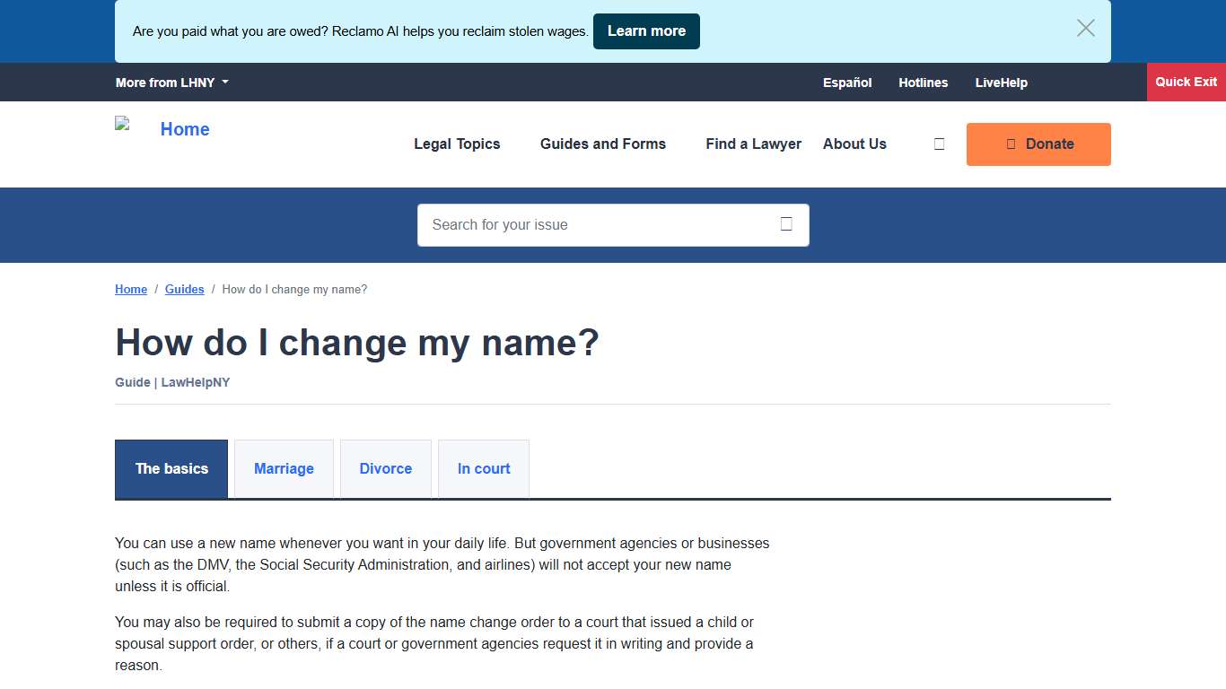 How do I change my name? LawHelpNY